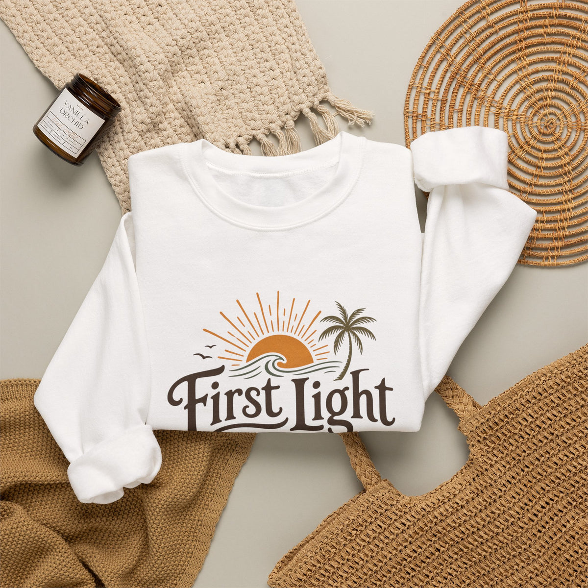First Light Roast Crewneck Sweatshirt — Sunrise Coffee Logo Sweatshirt