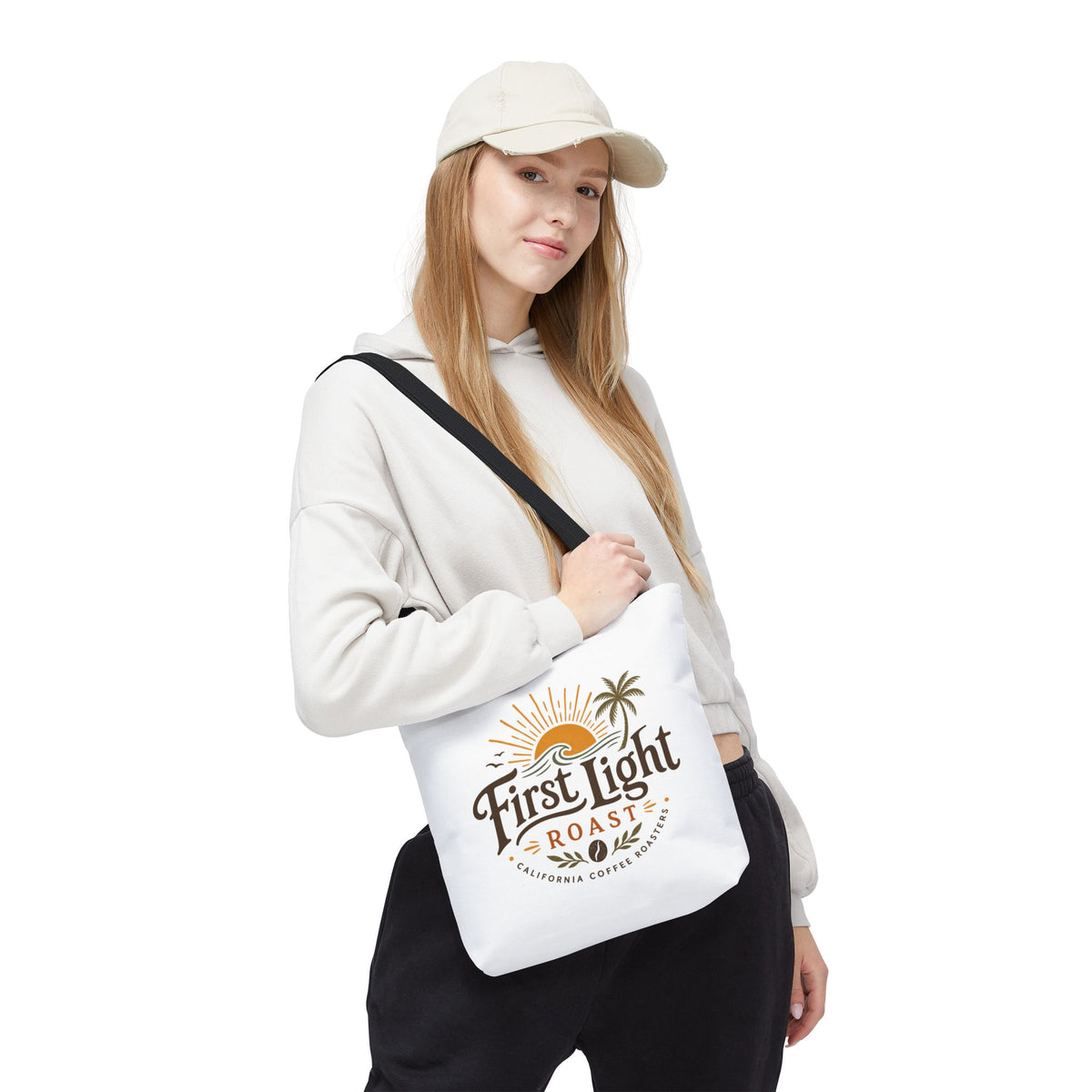 First Light Roast Tote Bag — Sunrise Coffee Logo Beach Tote