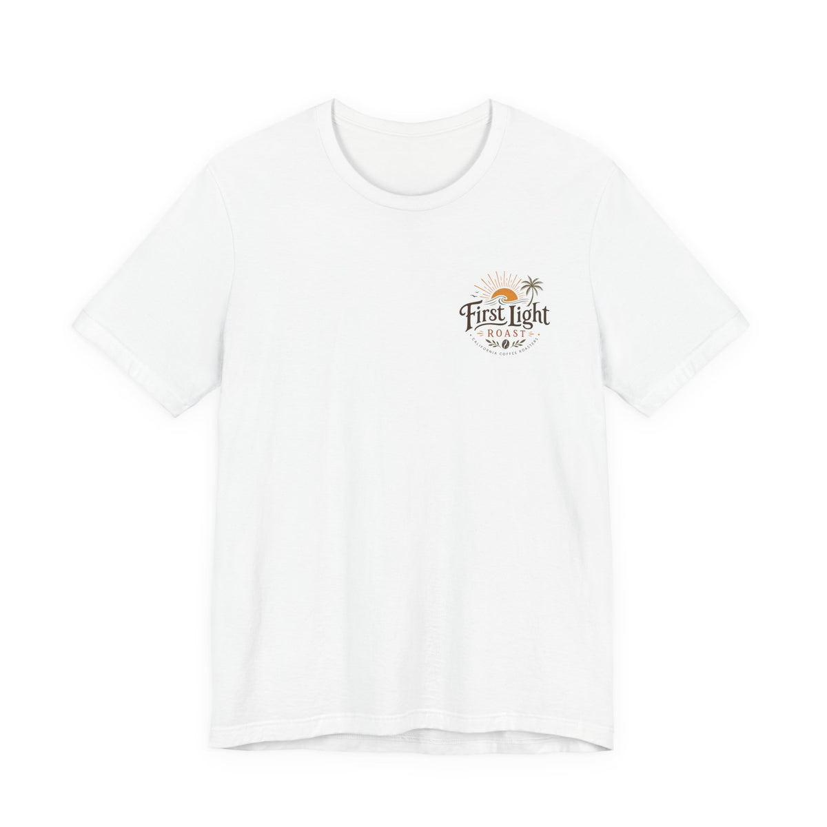 First Light Beach Tee — Retro Sunrise Logo T-Shirt