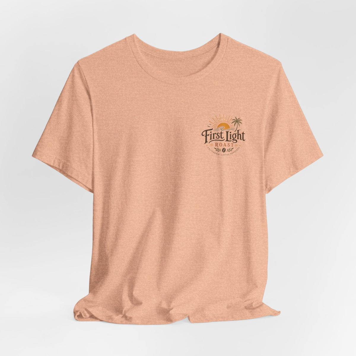 First Light Beach Tee — Retro Sunrise Logo T-Shirt