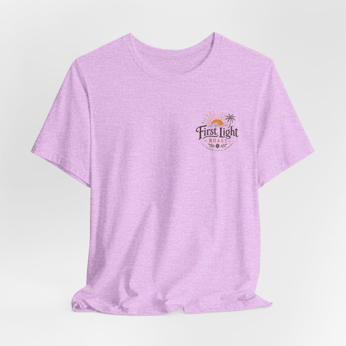 First Light Beach Tee — Retro Sunrise Logo T-Shirt