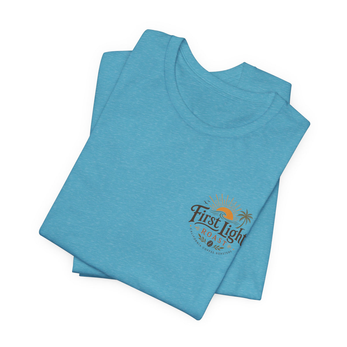 First Light Beach Tee — Retro Sunrise Logo T-Shirt