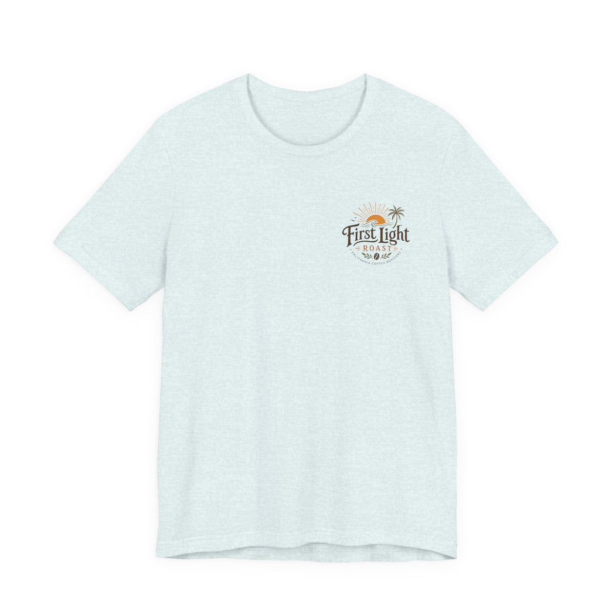 First Light Beach Tee — Retro Sunrise Logo T-Shirt