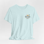 First Light Beach Tee — Retro Sunrise Logo T-Shirt