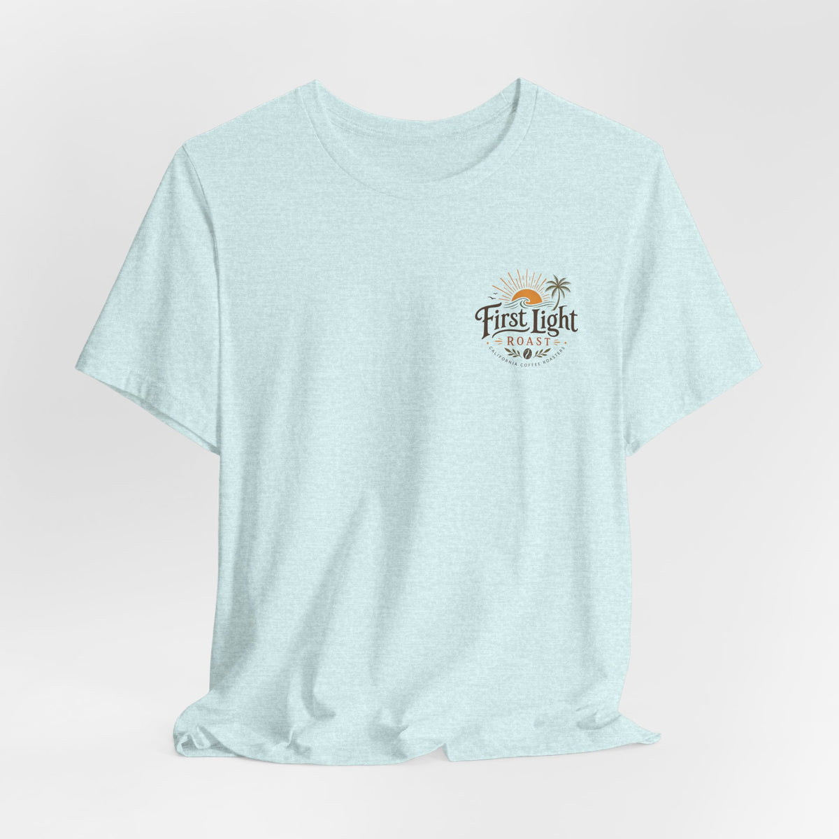 First Light Beach Tee — Retro Sunrise Logo T-Shirt