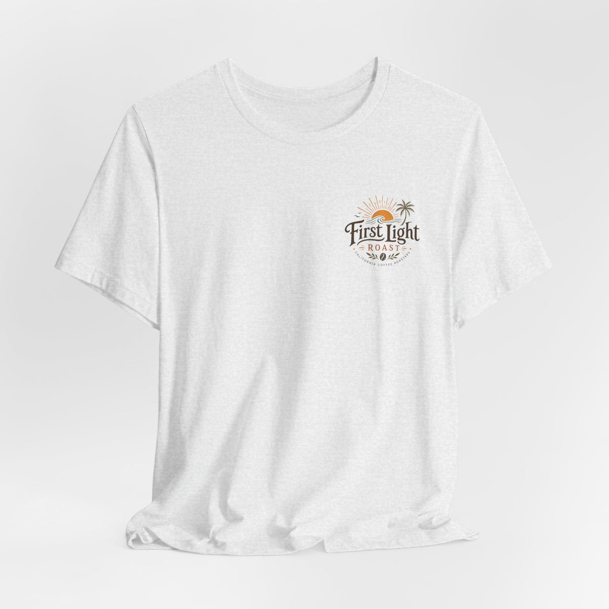 First Light Beach Tee — Retro Sunrise Logo T-Shirt