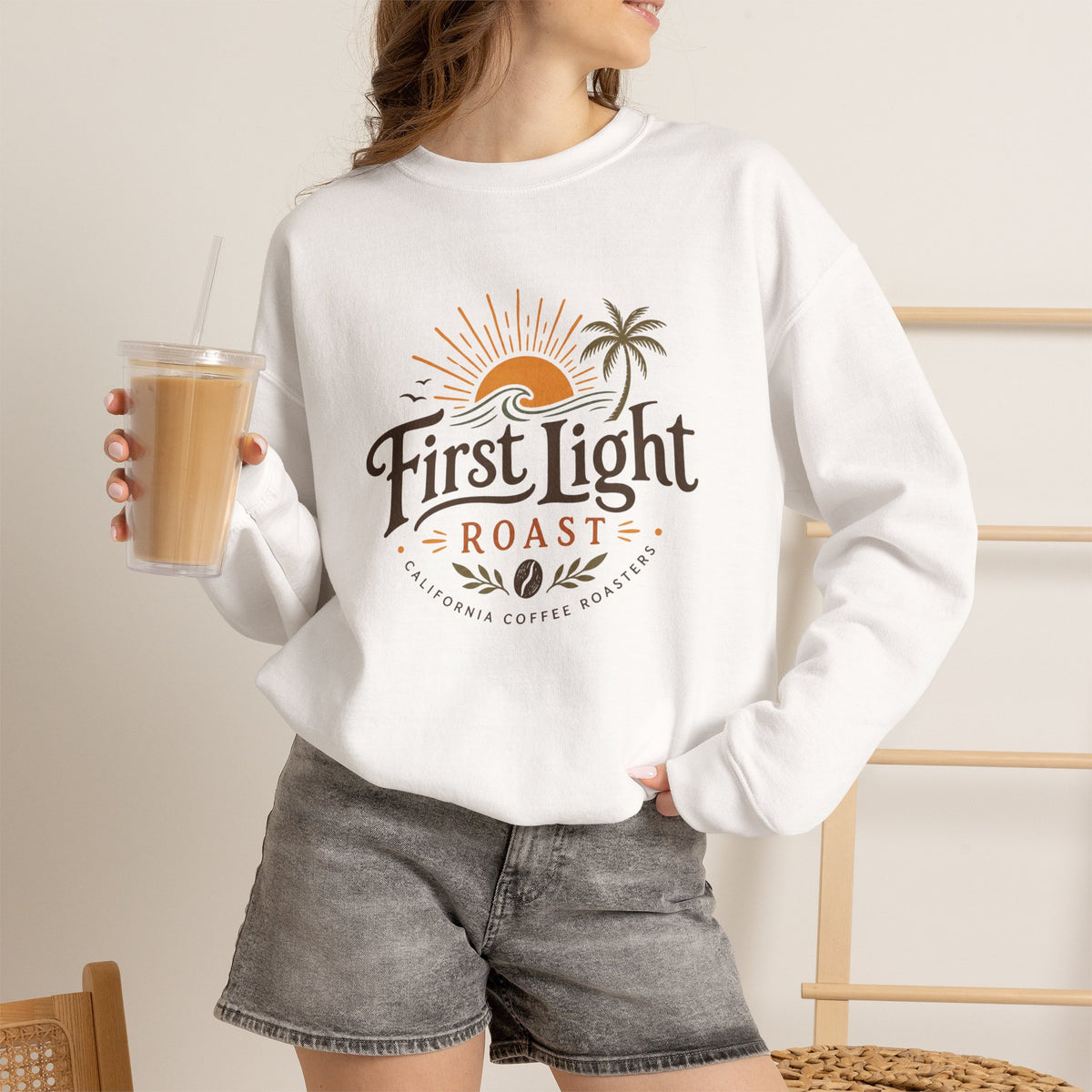 First Light Roast Crewneck Sweatshirt — Sunrise Coffee Logo Sweatshirt
