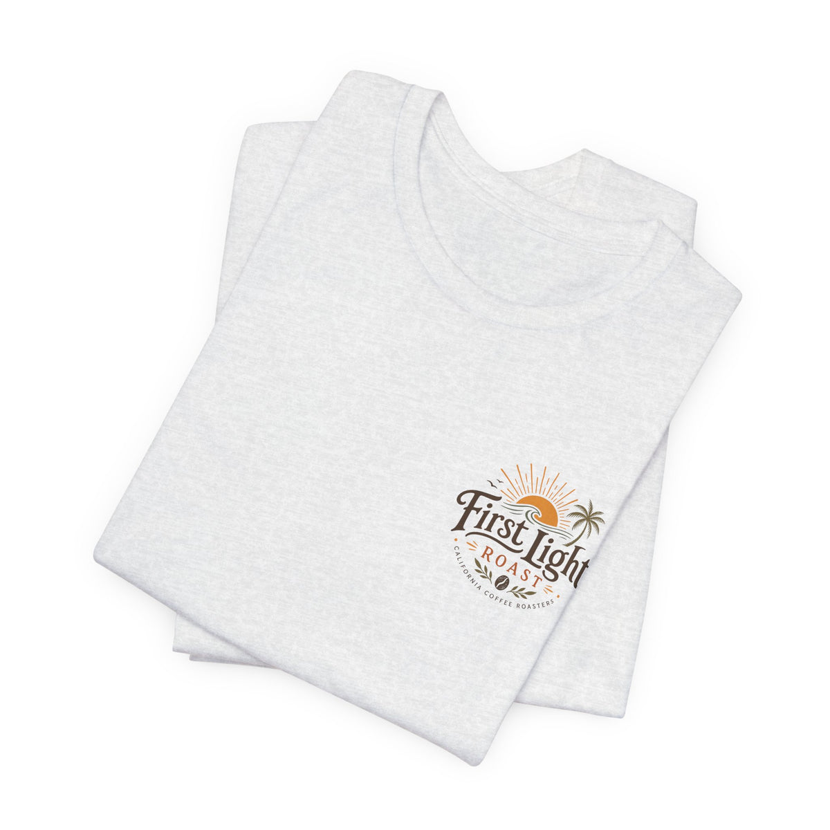 First Light Beach Tee — Retro Sunrise Logo T-Shirt