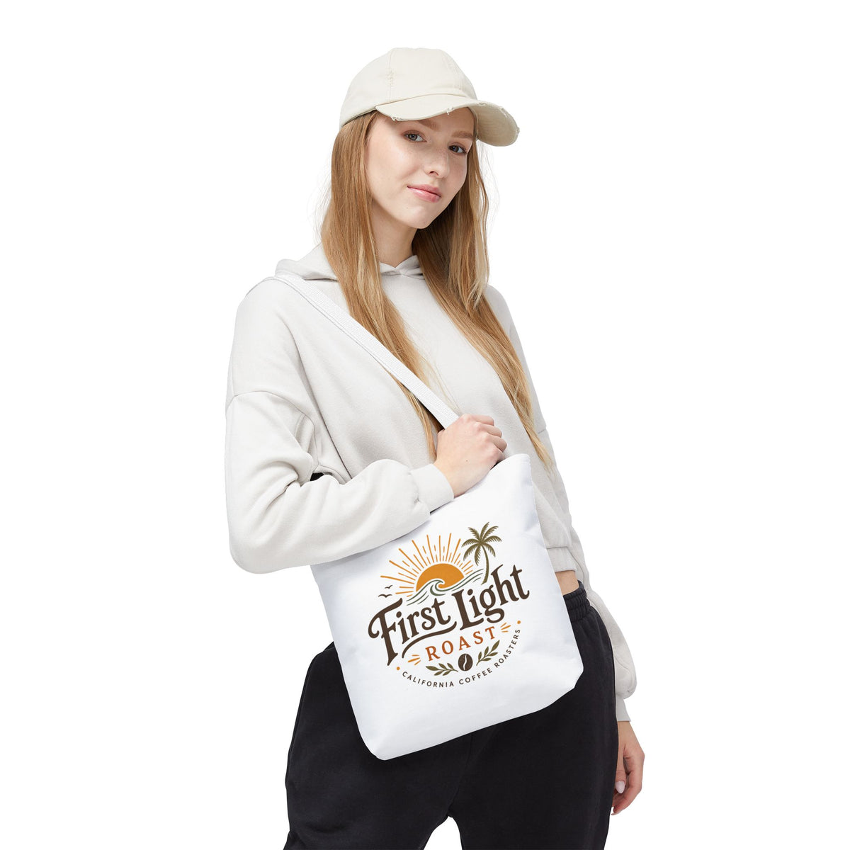 First Light Roast Tote Bag — Sunrise Coffee Logo Beach Tote