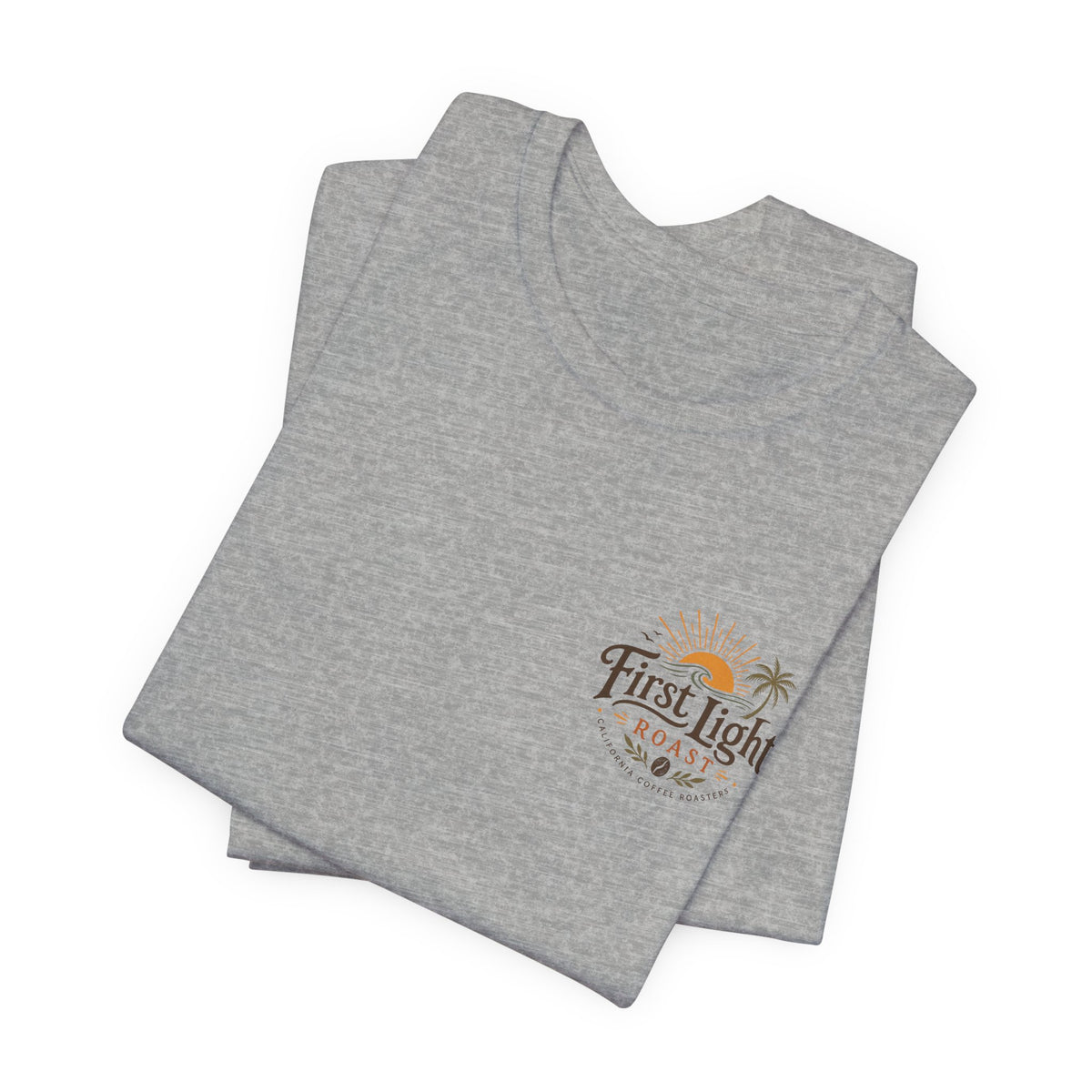 First Light Beach Tee — Retro Sunrise Logo T-Shirt