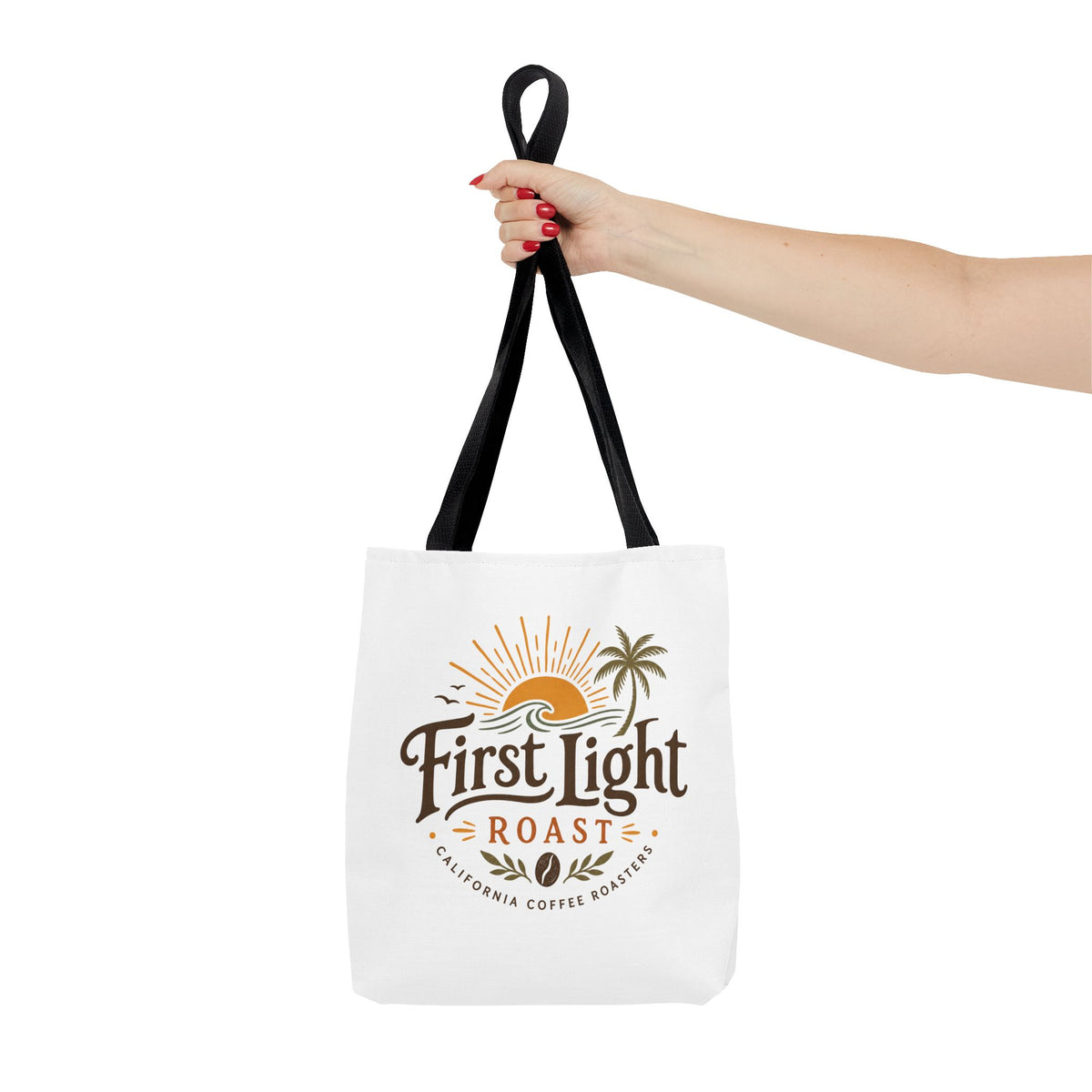 First Light Roast Tote Bag — Sunrise Coffee Logo Beach Tote