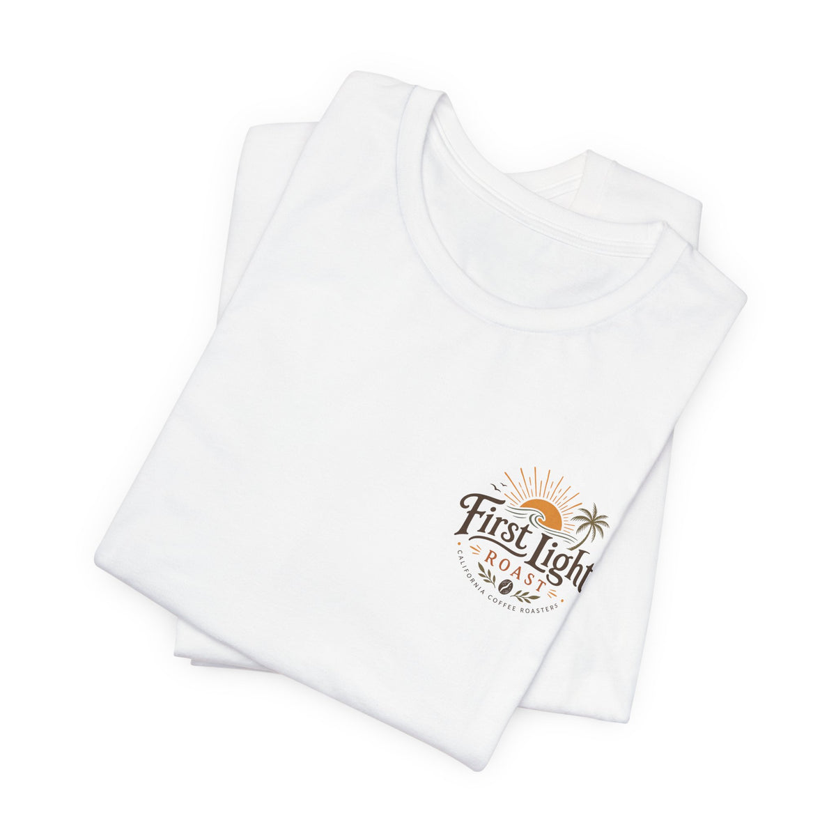 First Light Beach Tee — Retro Sunrise Logo T-Shirt