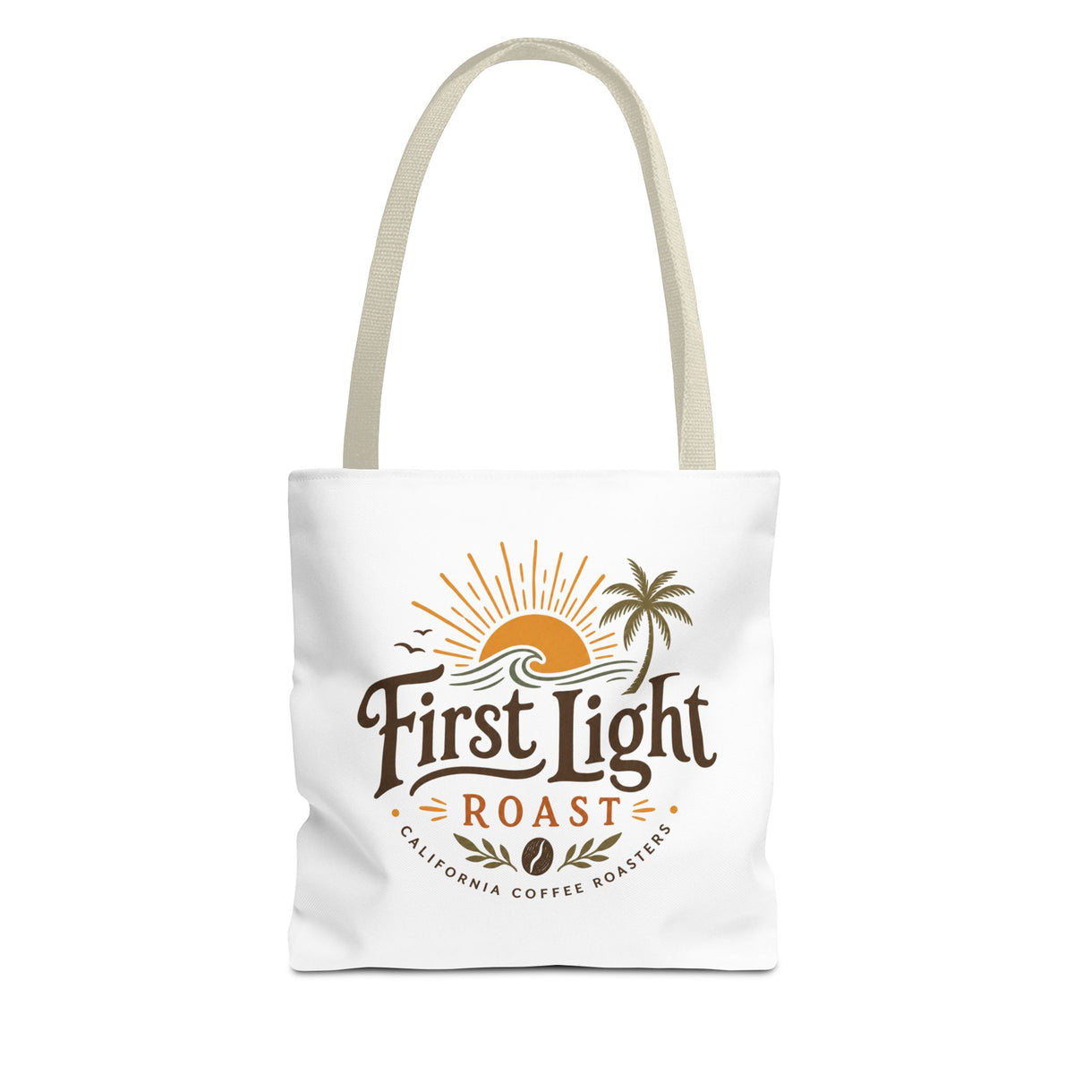 First Light Roast Tote Bag — Sunrise Coffee Logo Beach Tote
