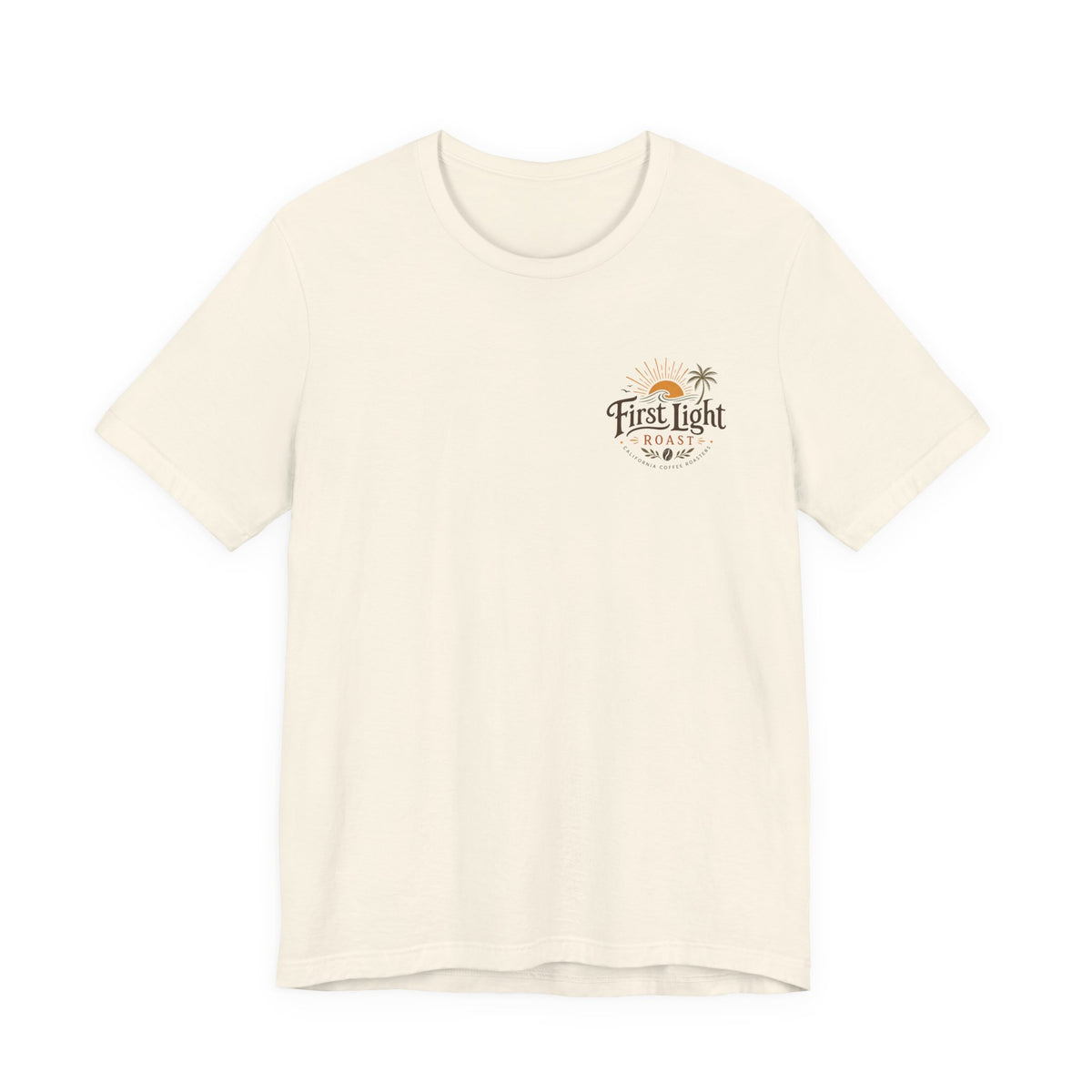 First Light Beach Tee — Retro Sunrise Logo T-Shirt