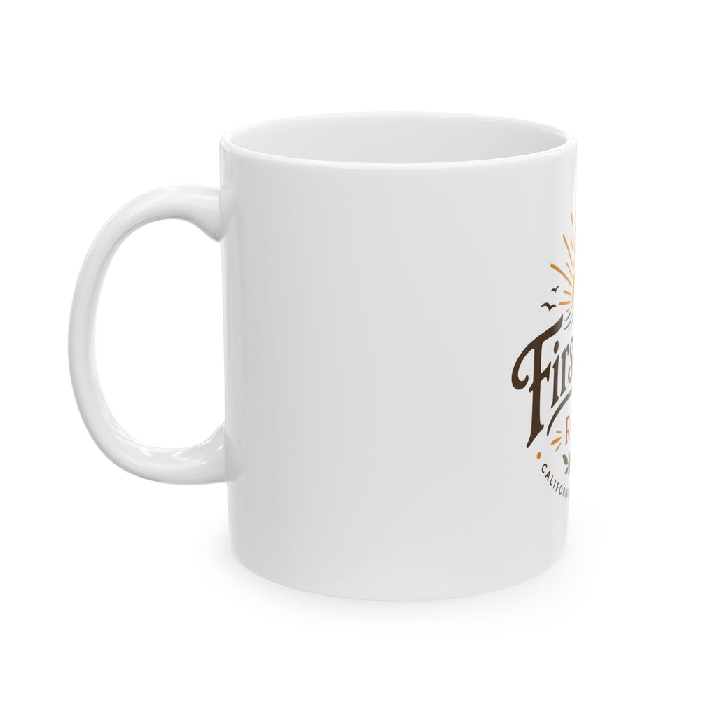 First Light Roast Ceramic Coffee Mug — Sunrise Beach Coffee Logo, 11oz & 15oz