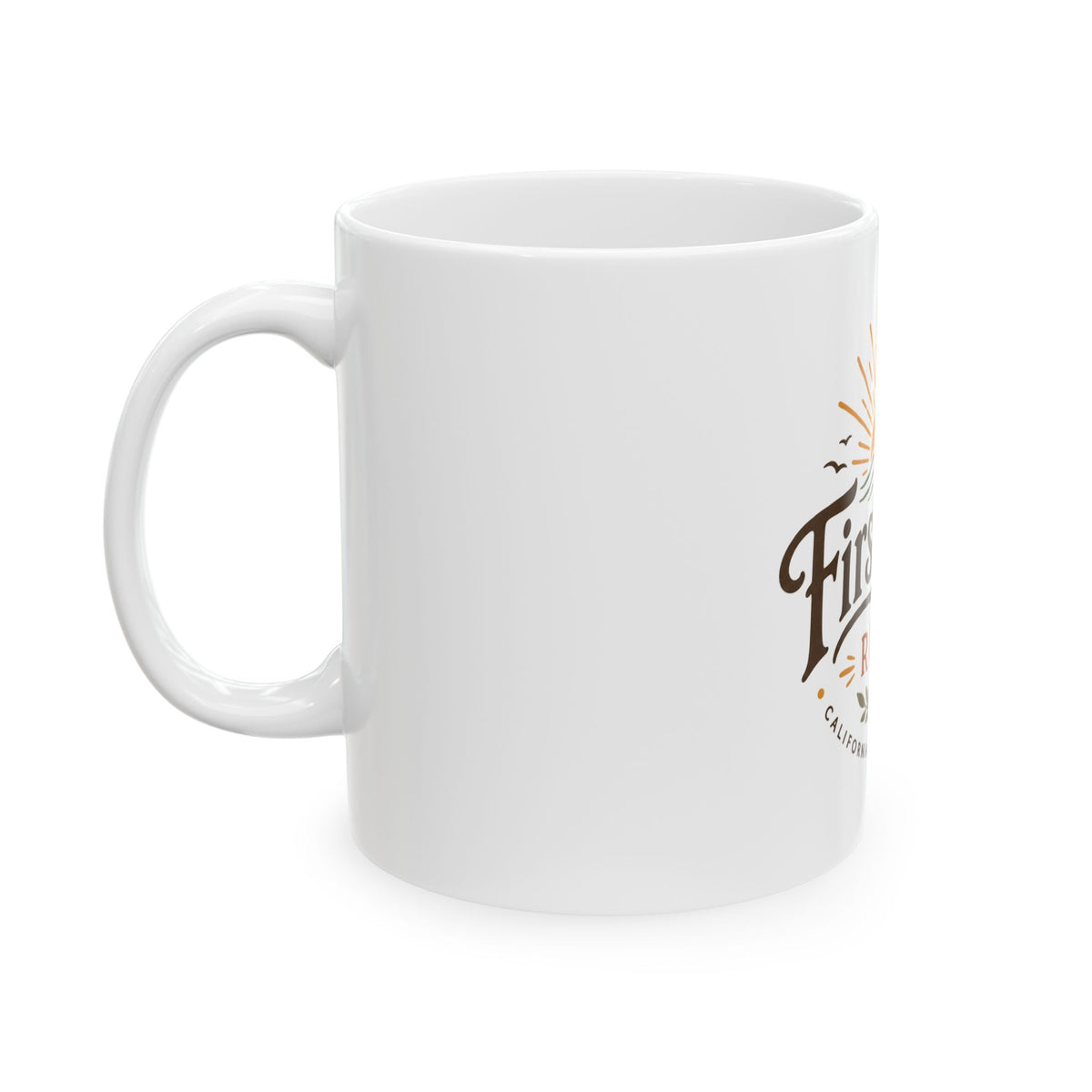 First Light Roast Ceramic Coffee Mug — Sunrise Beach Coffee Logo, 11oz & 15oz