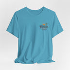 First Light Beach Tee — Retro Sunrise Logo T-Shirt