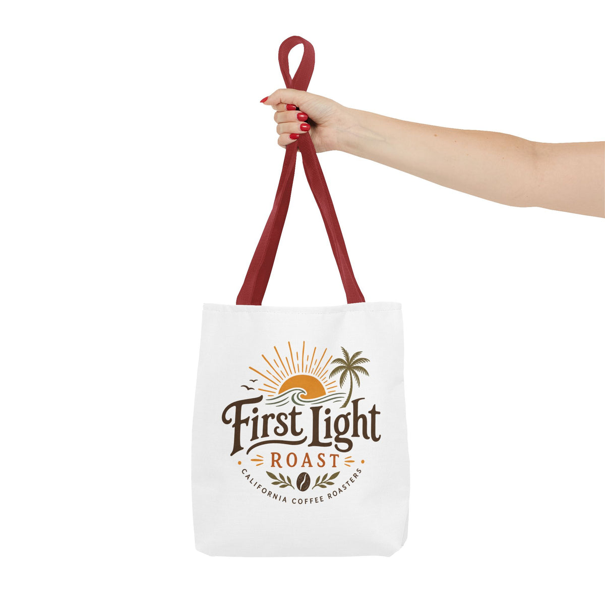 First Light Roast Tote Bag — Sunrise Coffee Logo Beach Tote