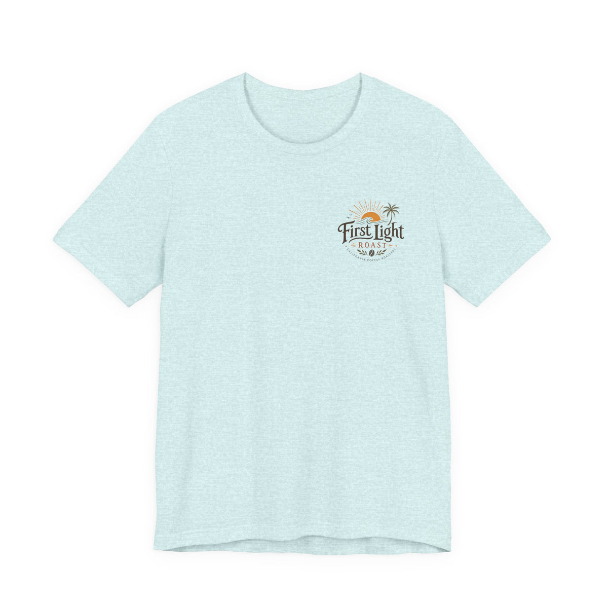 First Light Beach Tee — Retro Sunrise Logo T-Shirt