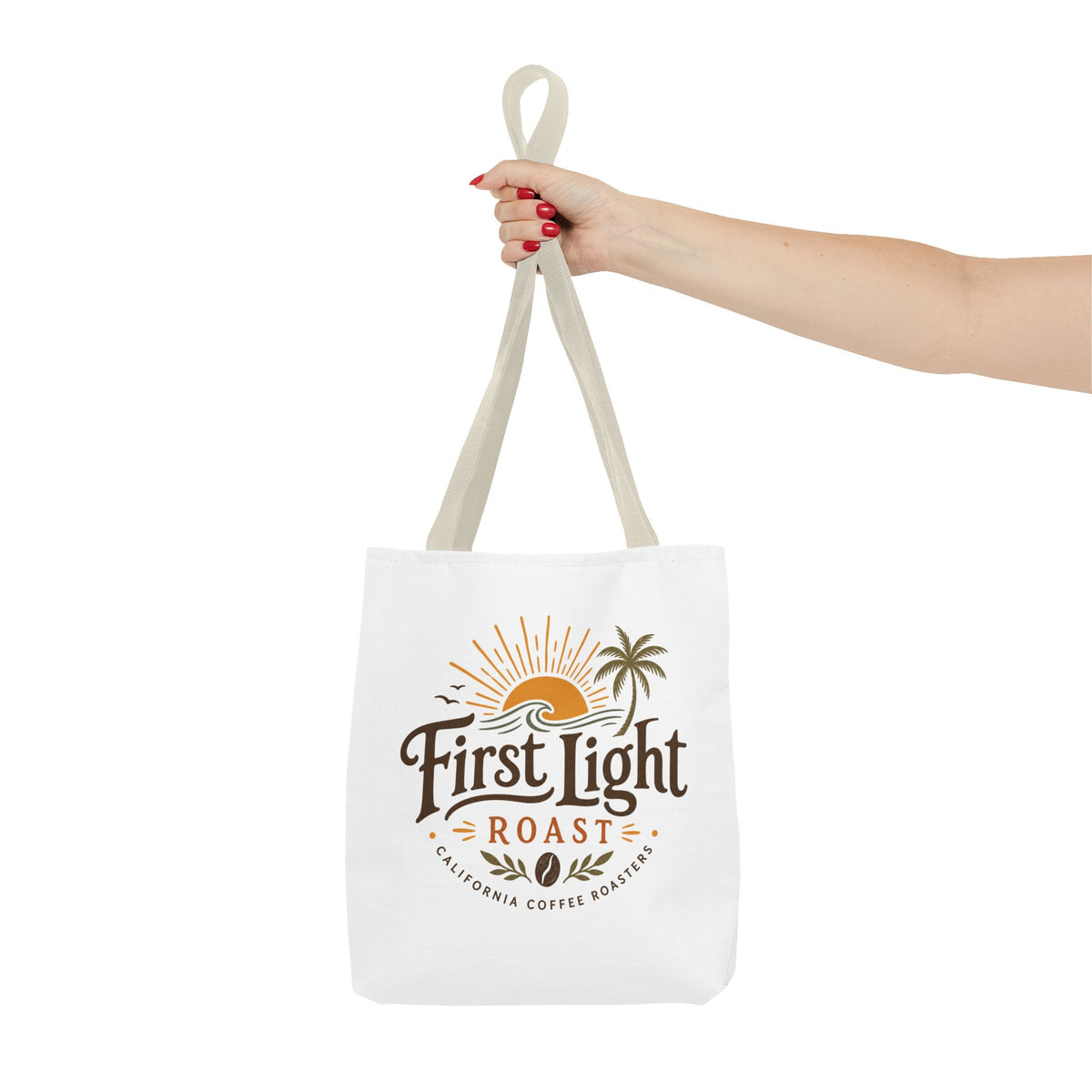 First Light Roast Tote Bag — Sunrise Coffee Logo Beach Tote